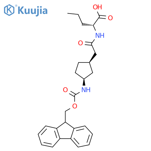 (2R)-2-{2-(1RS,3SR)-3-({(9H-fluoren-9-yl)methoxycarbonyl}amino)cyclopentylacetamido}pentanoic acid structure