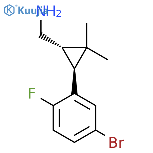 rac-(1R,3R)-3-(5-bromo-2-fluorophenyl)-2,2-dimethylcyclopropylmethanamine structure