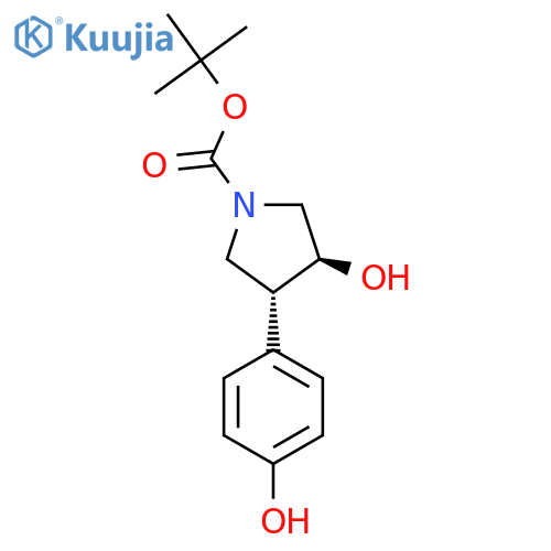rac-tert-butyl (3R,4S)-3-hydroxy-4-(4-hydroxyphenyl)pyrrolidine-1-carboxylate structure
