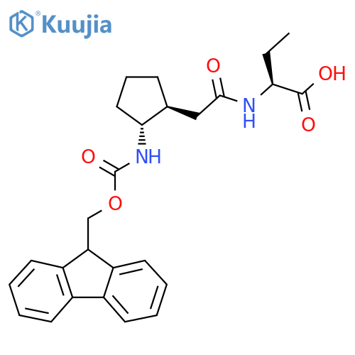 (2S)-2-{2-(1RS,2SR)-2-({(9H-fluoren-9-yl)methoxycarbonyl}amino)cyclopentylacetamido}butanoic acid structure