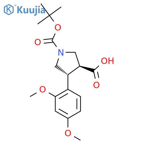 trans-1-(tert-butoxycarbonyl)-4-(2,4-dimethoxyphenyl)pyrrolidine-3-carboxylic acid structure