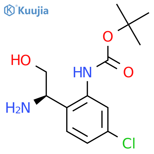 tert-butyl N-{2-(1R)-1-amino-2-hydroxyethyl-5-chlorophenyl}carbamate structure
