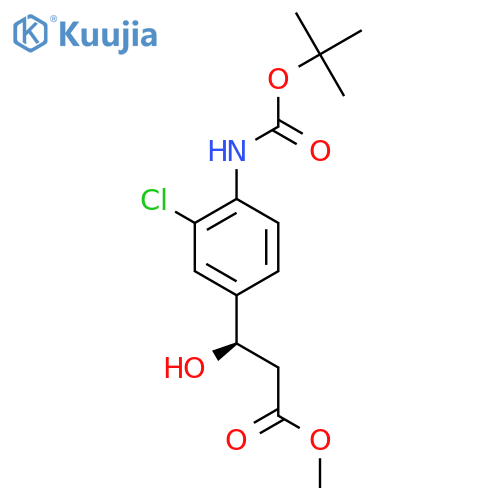 methyl (3R)-3-(4-{(tert-butoxy)carbonylamino}-3-chlorophenyl)-3-hydroxypropanoate structure