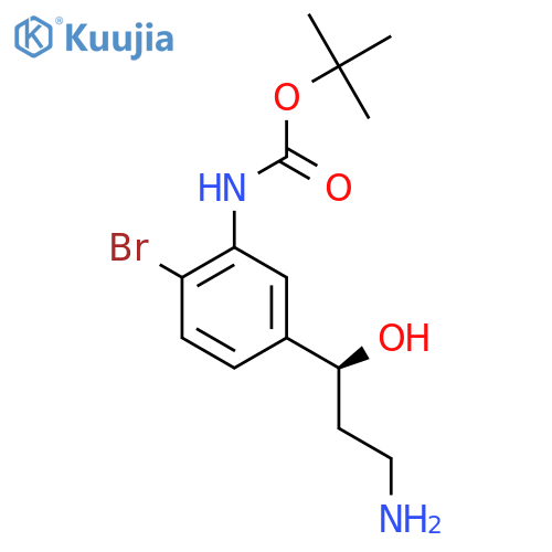tert-butyl N-{5-(1S)-3-amino-1-hydroxypropyl-2-bromophenyl}carbamate structure