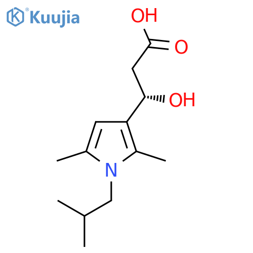 (3S)-3-2,5-dimethyl-1-(2-methylpropyl)-1H-pyrrol-3-yl-3-hydroxypropanoic acid structure