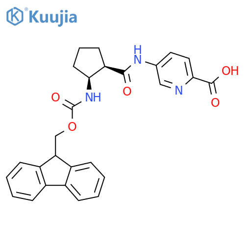 rac-5-(1R,2S)-2-({(9H-fluoren-9-yl)methoxycarbonyl}amino)cyclopentaneamidopyridine-2-carboxylic acid structure