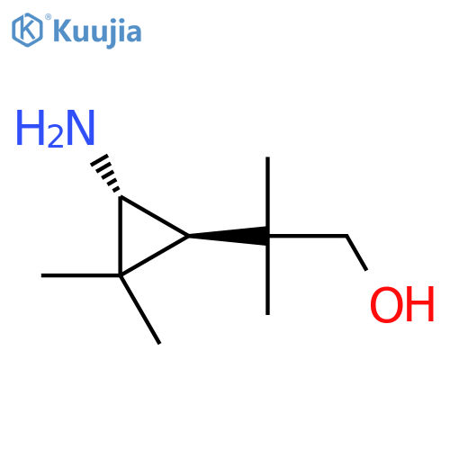 rac-2-(1R,3R)-3-amino-2,2-dimethylcyclopropyl-2-methylpropan-1-ol structure