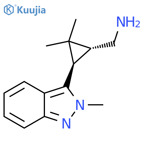 rac-(1R,3R)-2,2-dimethyl-3-(2-methyl-2H-indazol-3-yl)cyclopropylmethanamine structure