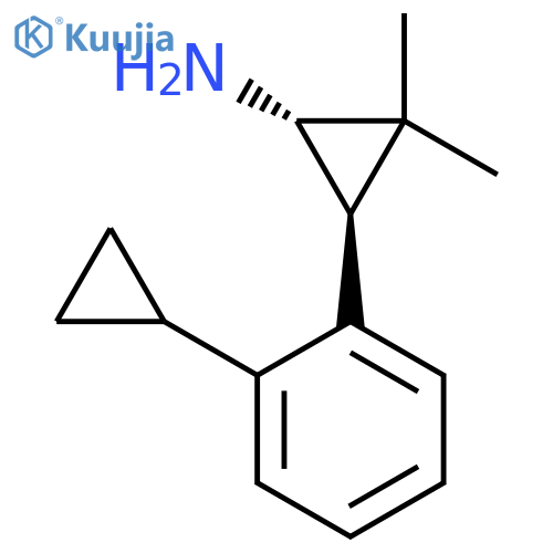 rac-(1R,3S)-3-(2-cyclopropylphenyl)-2,2-dimethylcyclopropan-1-amine structure