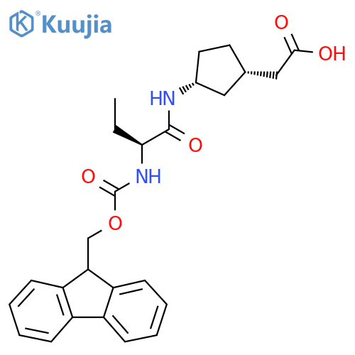 2-(1RS,3SR)-3-(2S)-2-({(9H-fluoren-9-yl)methoxycarbonyl}amino)butanamidocyclopentylacetic acid structure
