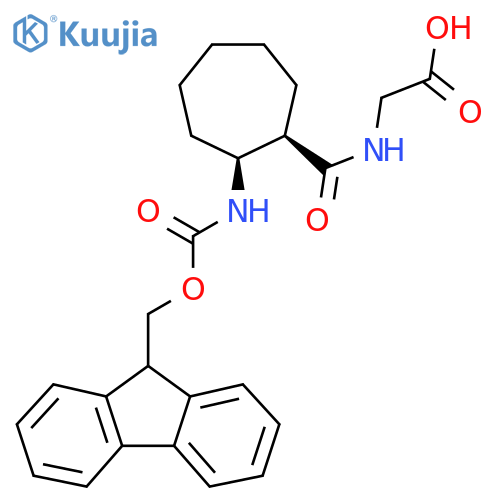 rac-2-{(1R,2S)-2-({(9H-fluoren-9-yl)methoxycarbonyl}amino)cycloheptylformamido}acetic acid structure