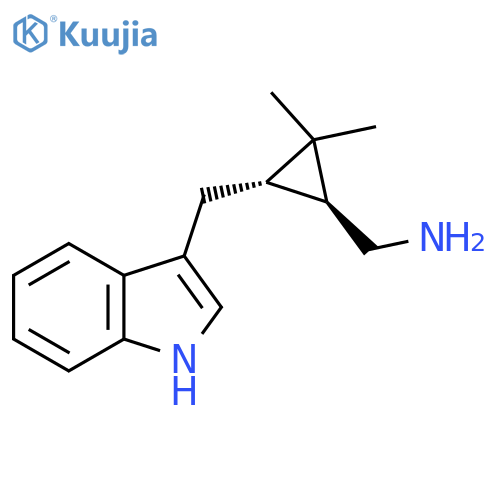 rac-(1R,3R)-3-(1H-indol-3-yl)methyl-2,2-dimethylcyclopropylmethanamine structure