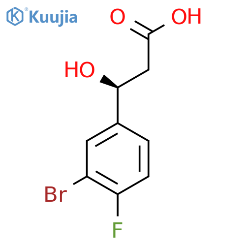 (3S)-3-(3-bromo-4-fluorophenyl)-3-hydroxypropanoic acid structure