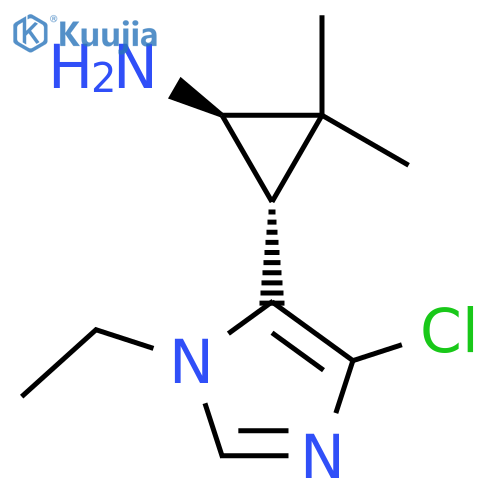 rac-(1R,3S)-3-(4-chloro-1-ethyl-1H-imidazol-5-yl)-2,2-dimethylcyclopropan-1-amine structure