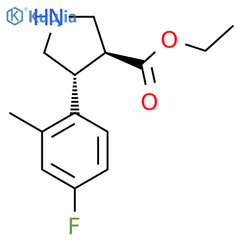 rac-ethyl (3R,4S)-4-(4-fluoro-2-methylphenyl)pyrrolidine-3-carboxylate structure