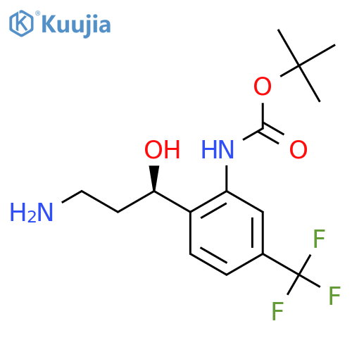 tert-butyl N-{2-(1R)-3-amino-1-hydroxypropyl-5-(trifluoromethyl)phenyl}carbamate structure