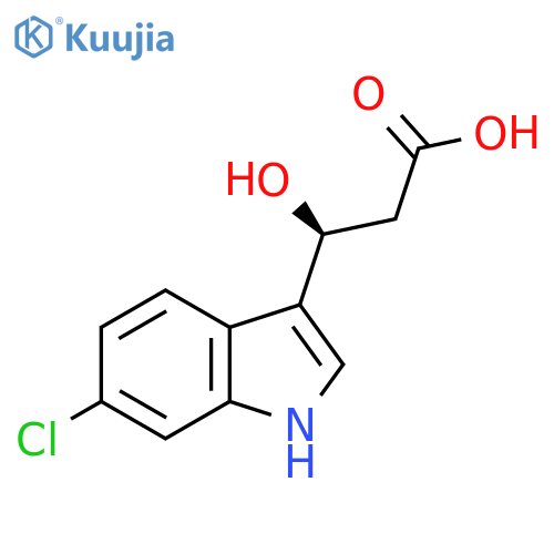 (3S)-3-(6-chloro-1H-indol-3-yl)-3-hydroxypropanoic acid structure