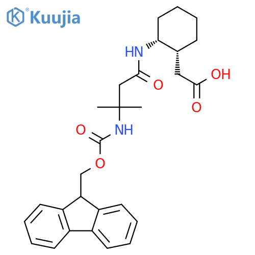 rac-2-(1R,2R)-2-3-({(9H-fluoren-9-yl)methoxycarbonyl}amino)-3-methylbutanamidocyclohexylacetic acid structure
