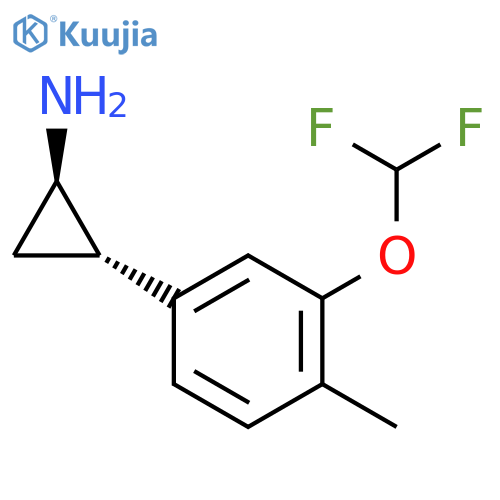 rac-(1R,2S)-2-3-(difluoromethoxy)-4-methylphenylcyclopropan-1-amine structure