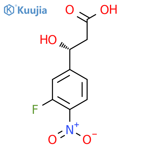 (3R)-3-(3-fluoro-4-nitrophenyl)-3-hydroxypropanoic acid structure