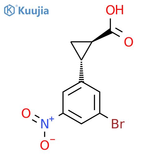 rac-(1R,2R)-2-(3-bromo-5-nitrophenyl)cyclopropane-1-carboxylic acid structure