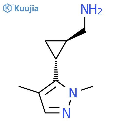 rac-(1R,2R)-2-(1,4-dimethyl-1H-pyrazol-5-yl)cyclopropylmethanamine structure