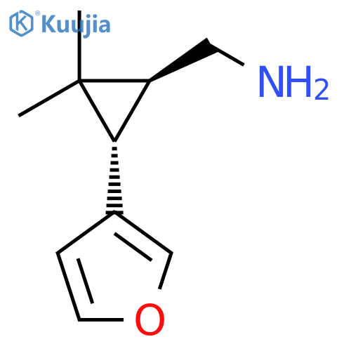 rac-(1R,3R)-3-(furan-3-yl)-2,2-dimethylcyclopropylmethanamine structure