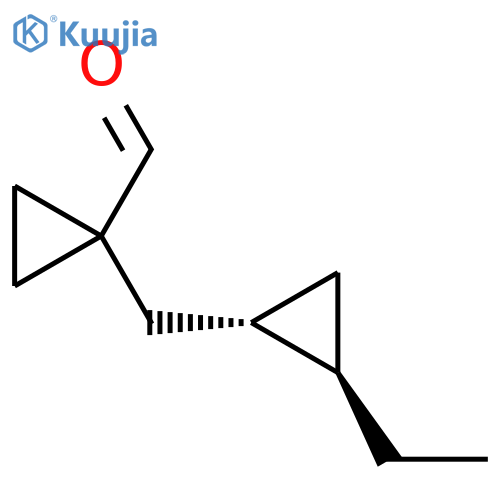 rac-1-{(1R,2S)-2-ethylcyclopropylmethyl}cyclopropane-1-carbaldehyde structure