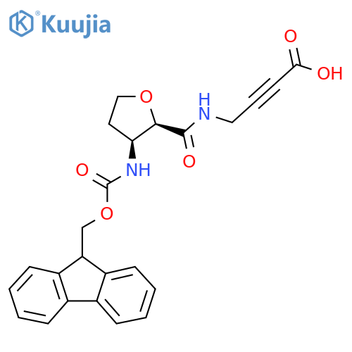 rac-4-{(2R,3S)-3-({(9H-fluoren-9-yl)methoxycarbonyl}amino)oxolan-2-ylformamido}but-2-ynoic acid structure