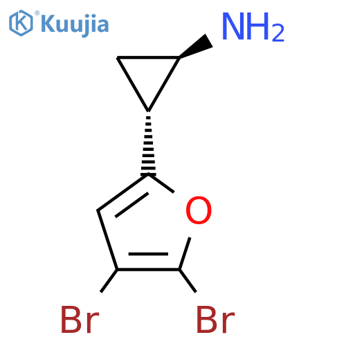 rac-(1R,2R)-2-(4,5-dibromofuran-2-yl)cyclopropan-1-amine structure