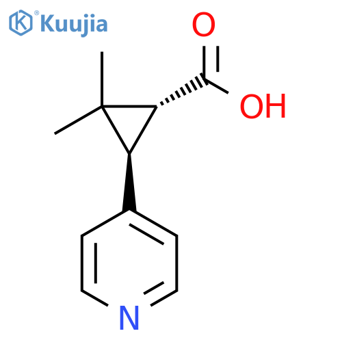 rac-(1R,3R)-2,2-dimethyl-3-(pyridin-4-yl)cyclopropane-1-carboxylic acid structure