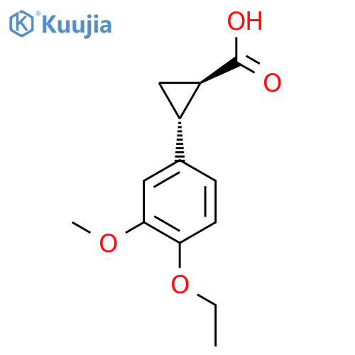 rac-(1R,2R)-2-(4-ethoxy-3-methoxyphenyl)cyclopropane-1-carboxylic acid structure