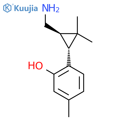 rac-2-(1R,3R)-3-(aminomethyl)-2,2-dimethylcyclopropyl-5-methylphenol structure