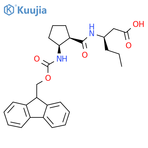 (3R)-3-{(1RS,2SR)-2-({(9H-fluoren-9-yl)methoxycarbonyl}amino)cyclopentylformamido}hexanoic acid structure