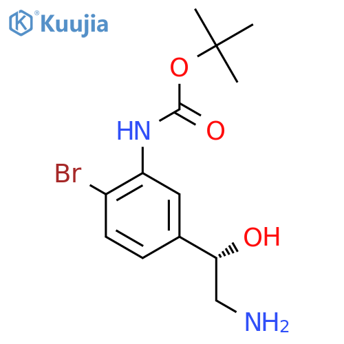 tert-butyl N-{5-(1S)-2-amino-1-hydroxyethyl-2-bromophenyl}carbamate structure