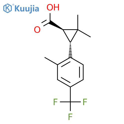 rac-(1R,3R)-2,2-dimethyl-3-2-methyl-4-(trifluoromethyl)phenylcyclopropane-1-carboxylic acid structure