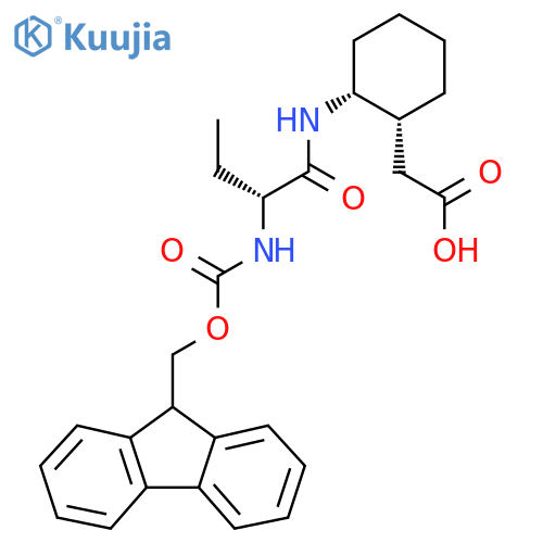 2-(1RS,2RS)-2-(2R)-2-({(9H-fluoren-9-yl)methoxycarbonyl}amino)butanamidocyclohexylacetic acid structure