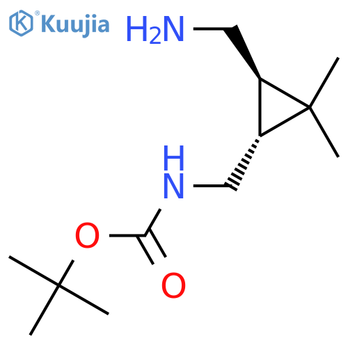 rac-tert-butyl N-{(1R,3R)-3-(aminomethyl)-2,2-dimethylcyclopropylmethyl}carbamate structure