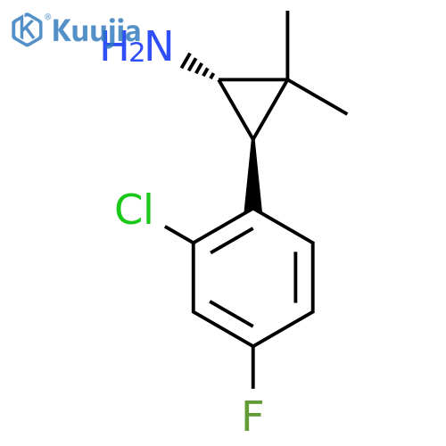 rac-(1R,3R)-3-(2-chloro-4-fluorophenyl)-2,2-dimethylcyclopropan-1-amine structure