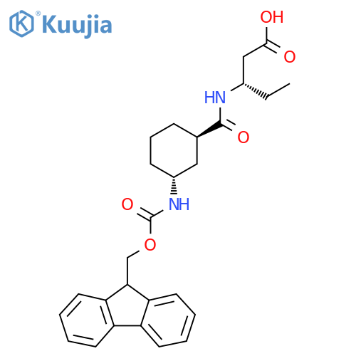 (3S)-3-{(1RS,3RS)-3-({(9H-fluoren-9-yl)methoxycarbonyl}amino)cyclohexylformamido}pentanoic acid structure