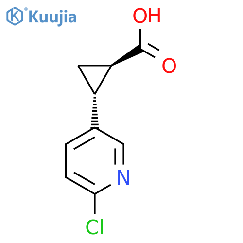 rac-(1R,2R)-2-(6-chloropyridin-3-yl)cyclopropane-1-carboxylic acid structure