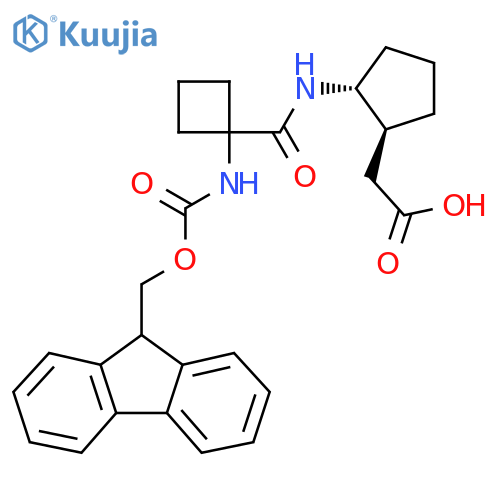 rac-2-(1R,2S)-2-1-({(9H-fluoren-9-yl)methoxycarbonyl}amino)cyclobutaneamidocyclopentylacetic acid structure