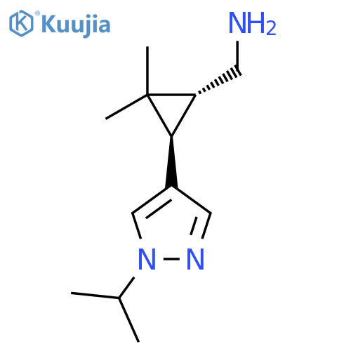 rac-(1R,3R)-2,2-dimethyl-3-1-(propan-2-yl)-1H-pyrazol-4-ylcyclopropylmethanamine structure