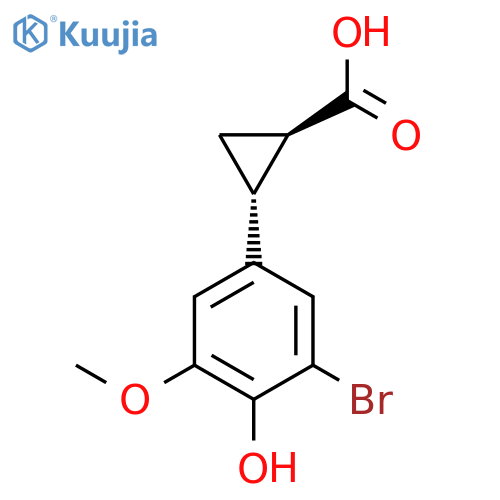 rac-(1R,2R)-2-(3-bromo-4-hydroxy-5-methoxyphenyl)cyclopropane-1-carboxylic acid structure