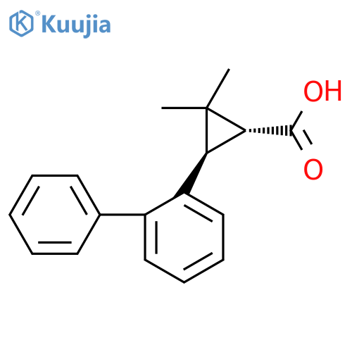 rac-(1R,3R)-2,2-dimethyl-3-(2-phenylphenyl)cyclopropane-1-carboxylic acid structure