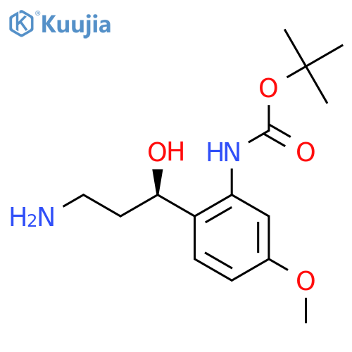 tert-butyl N-{2-(1R)-3-amino-1-hydroxypropyl-5-methoxyphenyl}carbamate structure