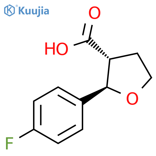 rac-(2R,3R)-2-(4-fluorophenyl)oxolane-3-carboxylic acid structure