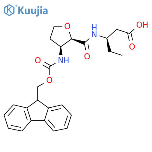 (3R)-3-{(2RS,3SR)-3-({(9H-fluoren-9-yl)methoxycarbonyl}amino)oxolan-2-ylformamido}pentanoic acid structure