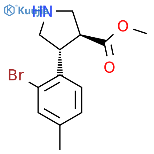 rac-methyl (3R,4S)-4-(2-bromo-4-methylphenyl)pyrrolidine-3-carboxylate structure