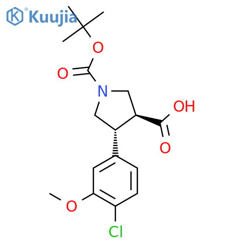 rac-(3R,4S)-1-(tert-butoxy)carbonyl-4-(4-chloro-3-methoxyphenyl)pyrrolidine-3-carboxylic acid structure